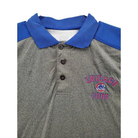 MLB CHICAGO CUBS Shirt Men’s Short Sleeve Embroidered Polo Grey Large - Picture 6 of 8